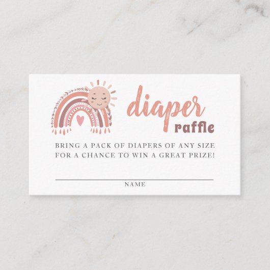 Boho Rainbow & Sun Diaper Raffle Enclosure Card Informatiekaartje (Voorkant)