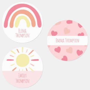 Boho Rainbow Sun School Daycare Labels