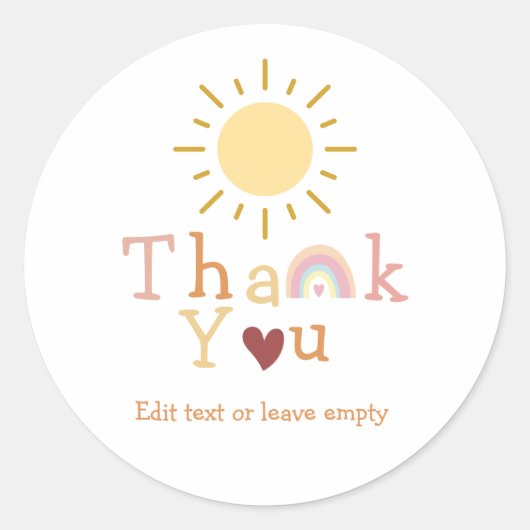 Boho Rainbow Sunshine Hartelijk dank Ronde Sticker (Voorkant)