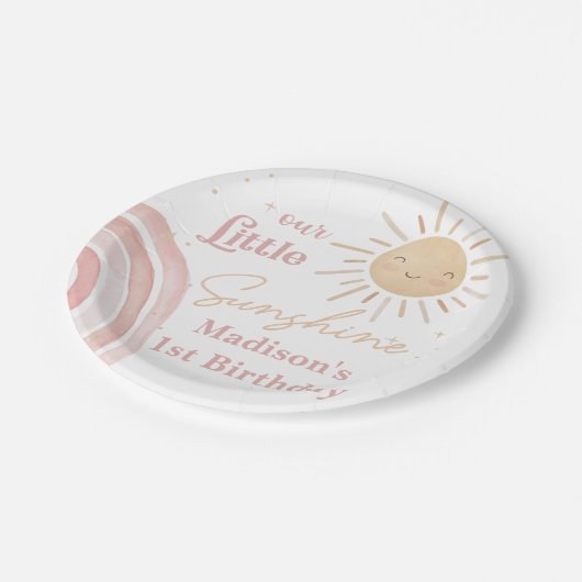 Boho Rainbow Sunshine Verjaardagsfeestje Papieren Papieren Bordje (Gekanteld)