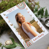 Boho Rainbow Sweet 16 Modern Birthday Party Kaart