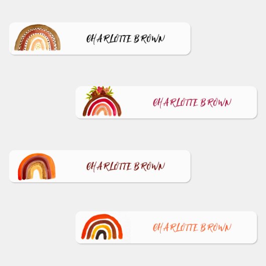 Boho Rainbow Terug naar School Waterverf Waterdich Labels (Groep)