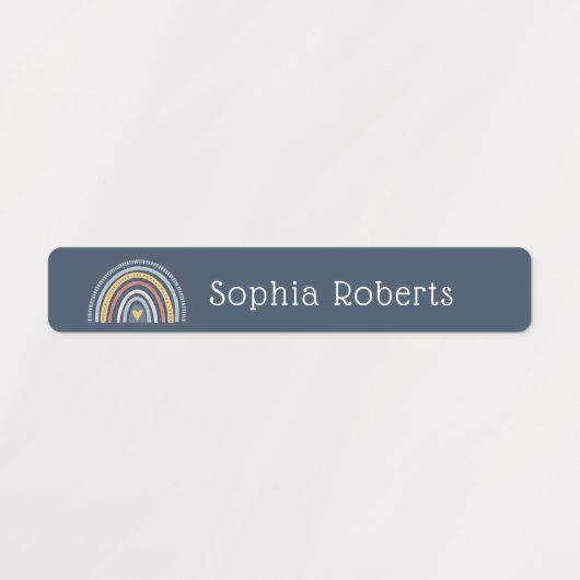 Boho Rainbow Thème Waterproof Kids Nom Étiquette (Design 1)
