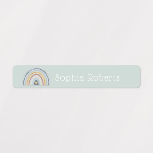 Boho Rainbow Thème Waterproof Kids Nom Étiquette (Design 2)