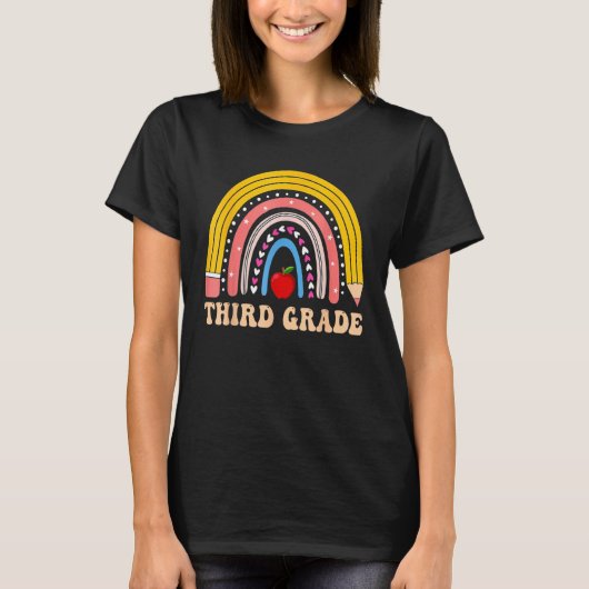 Boho Rainbow Third Grade Student Teacher Back To S T-shirt (Voorkant)