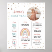 Boho Rainbow Verjaardagsfoto Milestone Poster (Voorkant)