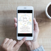 Boho Rainbow Watercolor Baby Boy Shower Invitation