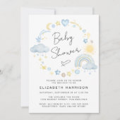 Boho Rainbow Watercolor Baby Boy Shower Invitation (Devant)