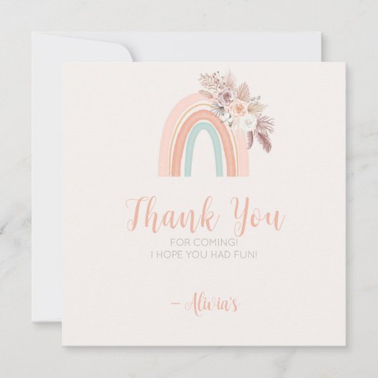 Boho Rainbow Watercolor Premier Merci d'anniversai (Devant)