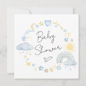 Boho Rainbow Waterverf Baby Boy Shower Kaart (Voorkant)