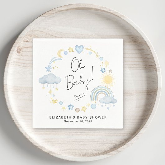 Boho Rainbow Waterverf Baby Boy Shower Servet