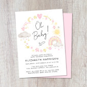 Boho Rainbow Waterverf Baby Girl Shower Kaart