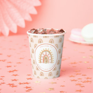Boho Rainbow Waterverf Baby shower Papieren Bekers