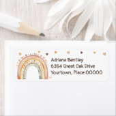 Boho Rainbow Waterverf Baby shower retouradres Etiket (Insitu)