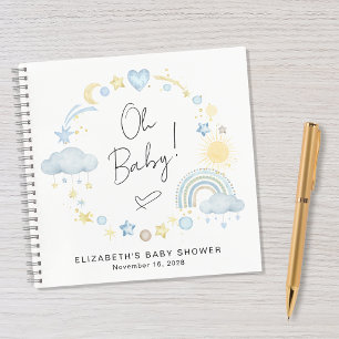 Boho Rainbow Waterverf Boy Baby shower Gastenboek Notitieboek