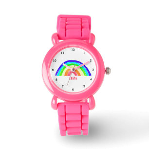 Boho Rainbow Waterverf Cute Girls Pink Kinder Watc Horloge