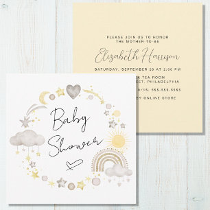 Boho Rainbow Waterverf Geel Baby shower Kaart
