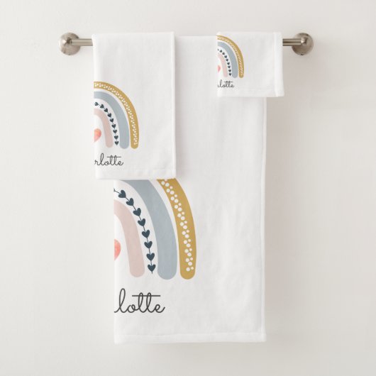 Boho Rainbow Waterverf Girl Bad Handdoek (Insitu)