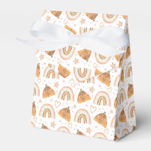 Boho Rainbow Waterverf Moth Baby shower Bedankdoosjes (Voorkant Zijde)