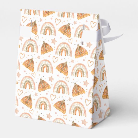 Boho Rainbow Waterverf Moth Baby shower Bedankdoosjes (Achterkant)