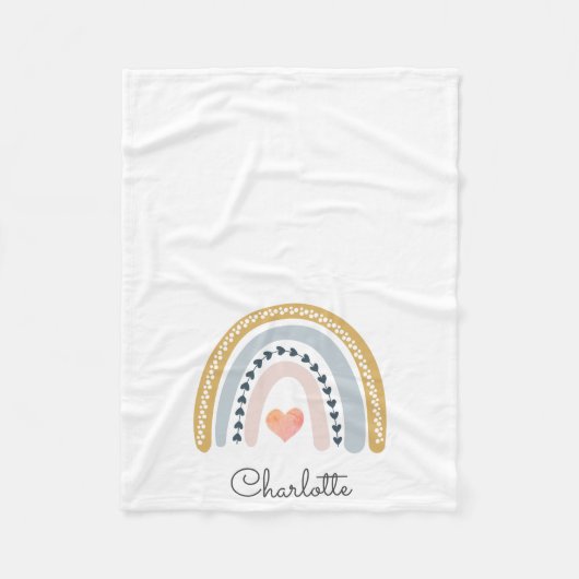 Boho Rainbow Waterverf Nursery Fleece Deken (Voorkant)