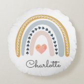 Boho Rainbow Waterverf Nursery Rond Kussen (Voorkant)