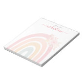 Boho Rainbow Waterverf Roze Floral Teacher's Notitieblok (Gedraaid)