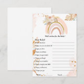 Boho Rainbow wenst voor het baby shower spel Kaart (Voorkant / Achterkant)