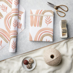 Boho Rainbow White, roze en groene meisjes Cadeaupapier