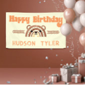 Boho Rainbow Woodland Beer Verjaardagsfeestje Welk Spandoek