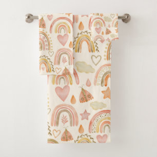 Boho Rainbows Earthy Terracotta Serviettes de bain