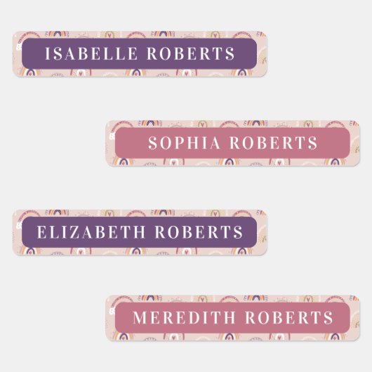 Boho Rainbows Nom des enfants Étiquettes imperméab (Groupe)