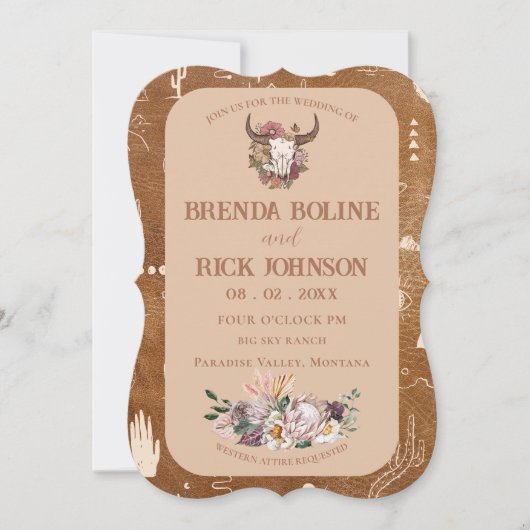 Boho Ranch Desert Tan Faire-part de mariage (Devant)