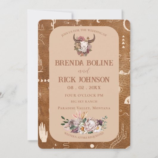 Boho Ranch Desert Tan Photo Faire-part de mariage (Devant)