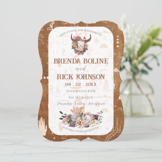 Boho Ranch Faire-part de mariage (Debout devant)