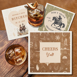 Boho Ranch Wedding Cheers Papier Cocktail Servet