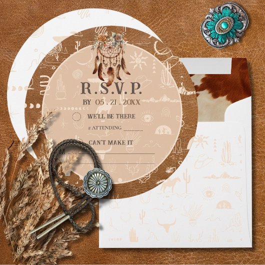 Boho Ranch Wild West Desert Tan Response RSVP-kaar Kaart