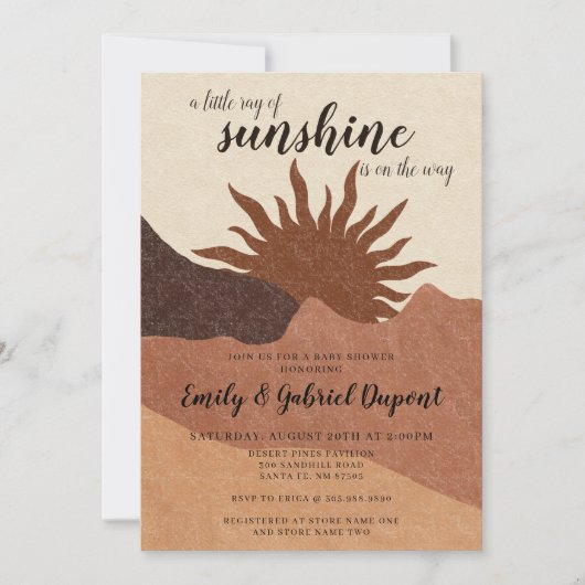 Boho Ray Of Sunshine Baby shower Invitation (Devant)