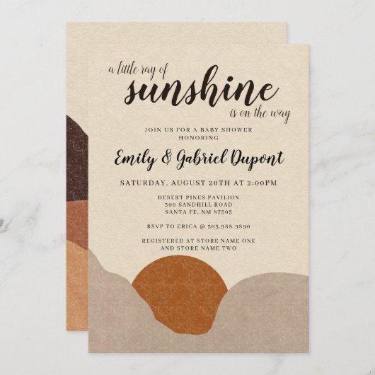 Boho Ray Of Sunshine Baby shower Invitation (Devant / Derrière)