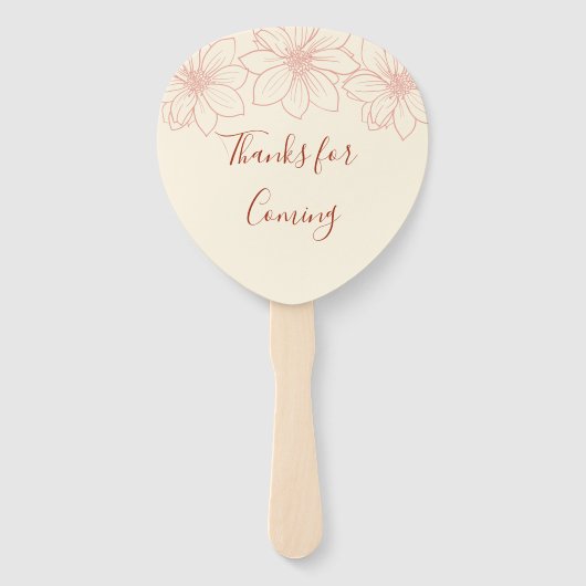 Boho red en beige floral Chinese bruiloft Handwaaier (Achterkant)