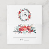 Boho Red Floral Feather Krans Monogram Huwelijk (Buitenkant ongevouwen)