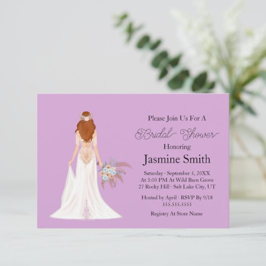 Boho Red Hair Vrijgezellenfeest Kaart (Staand voorkant)