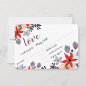 Boho Red Lavender Lilac Floral Invitation RSVP (Devant)