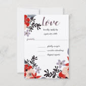 Boho Red Lavender Lilac Floral Invitation RSVP (Devant)