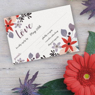 Boho Red Lavender Lilac Floral Invitation RSVP