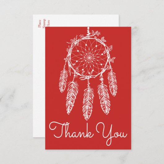 Boho Red Merci Dream Catcher Native American (Devant / Derrière)