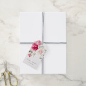 Boho Red Pink Rose Bloemen Waterverf Wedding Cadeaulabel (Met Touw)