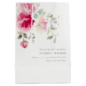 Boho Red Pink Rose Bloemen Waterverf Wedding Medium Cadeauzakje (Achterkant)