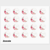 Boho Red Pink Rose Bloemen Waterverf Wedding Ronde Sticker (Vel)