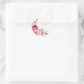 Boho Red Pink Rose Bloemen Waterverf Wedding Ronde Sticker (Tas)